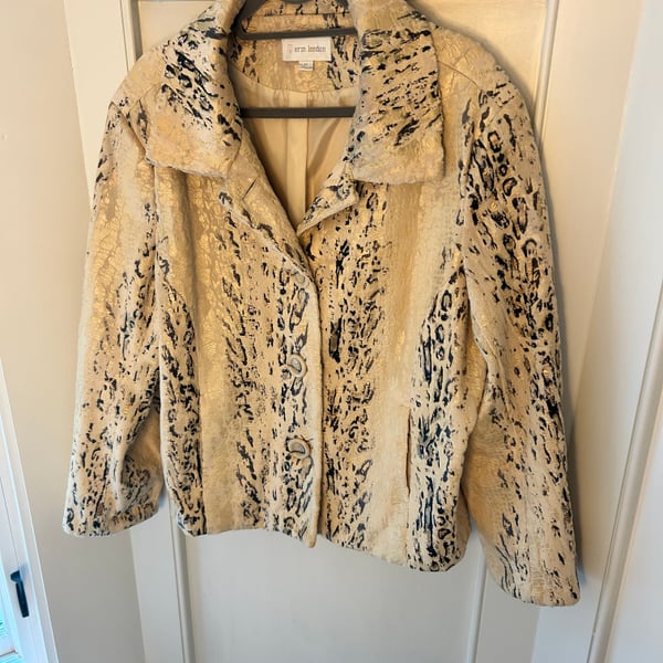 Erin London Faux Fur Shimmer Animal Print Jacket