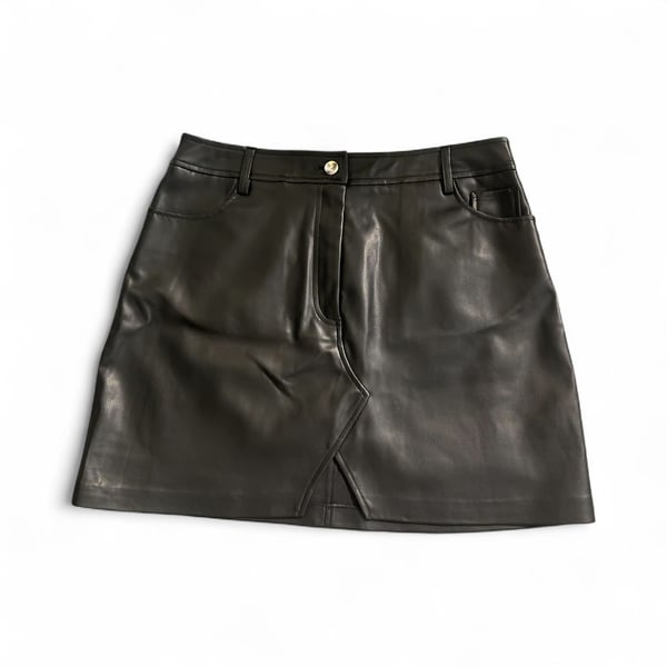 ASOS Topshop Seamed Leather Mini Skirt in Black