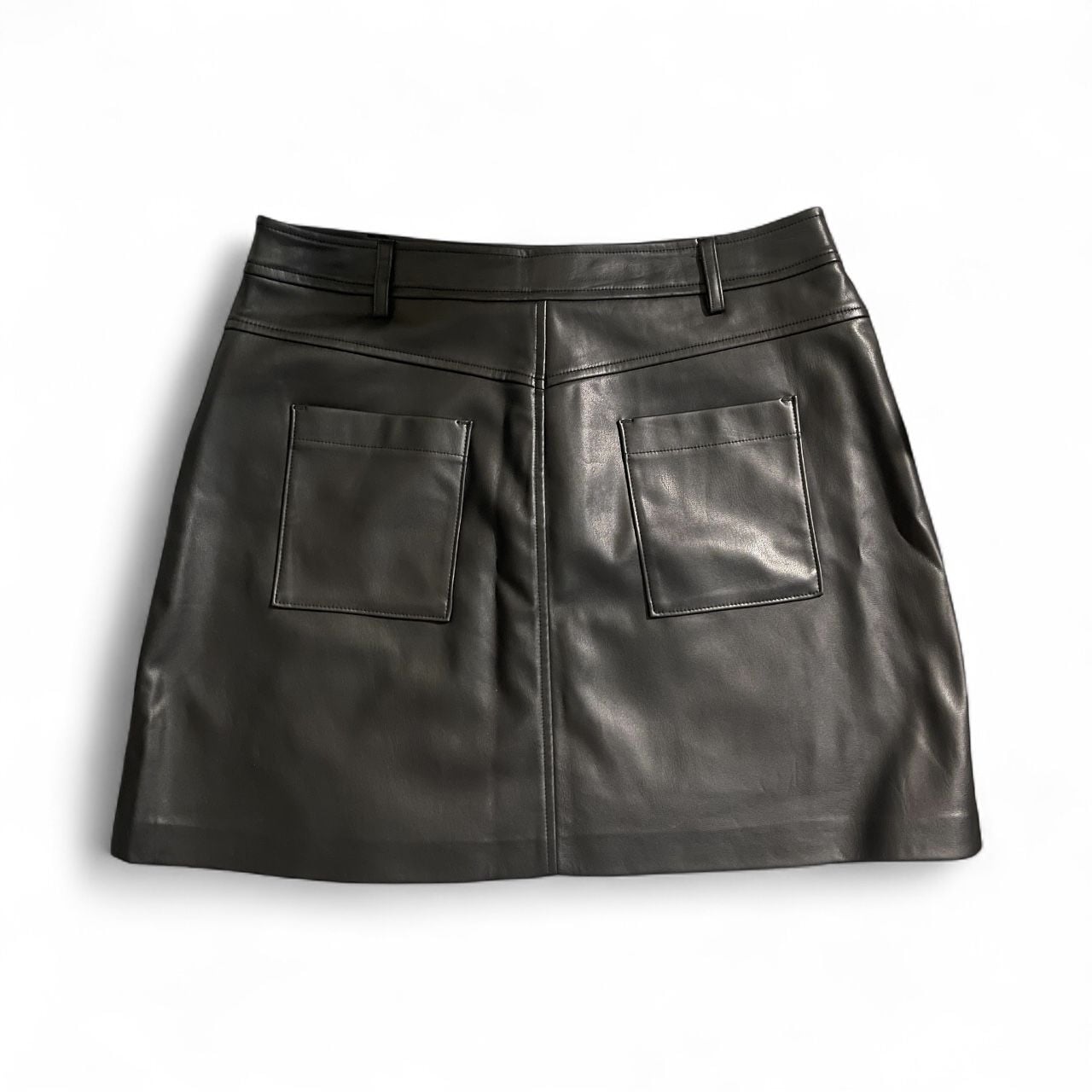 ASOS Topshop Seamed Leather Mini Skirt in Black 3