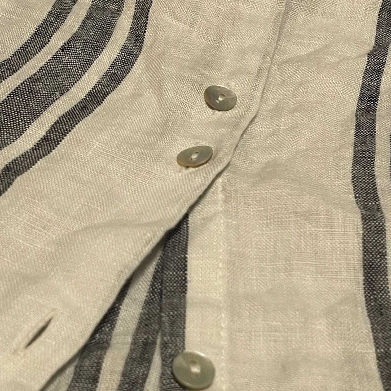C&C California White Striped Linen Tank Top with Button Back Detail 3