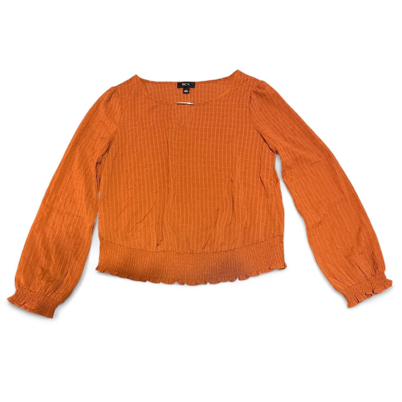 BCX Ribbed Orange Mock Neck Top 2