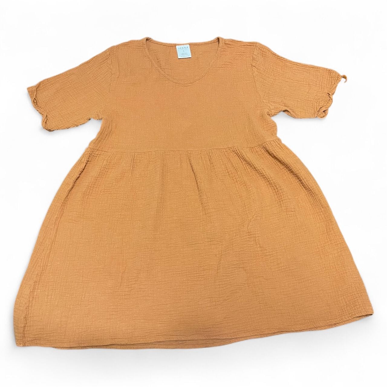 Serra Casual Cotton Mini Dress Orange 1