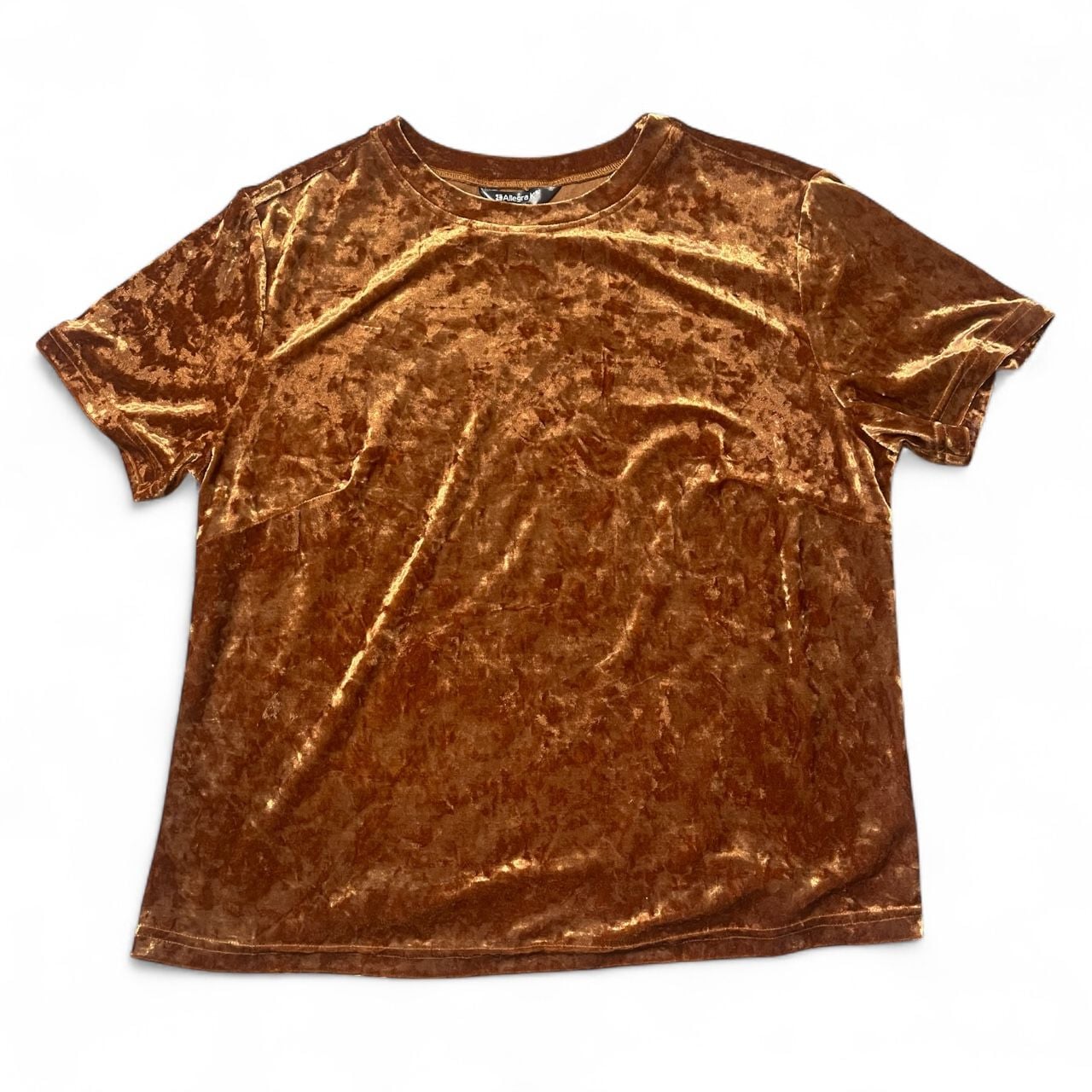 Velvet Crew Neck Short Sleeve Casual Shirt 2
