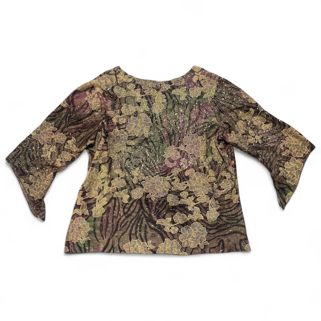 Brittany Black Y2K Floral Sparkly V-Neck Blouse 2