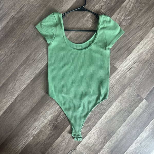 American Eagle Outfitters Green Ribbed Bodysuit