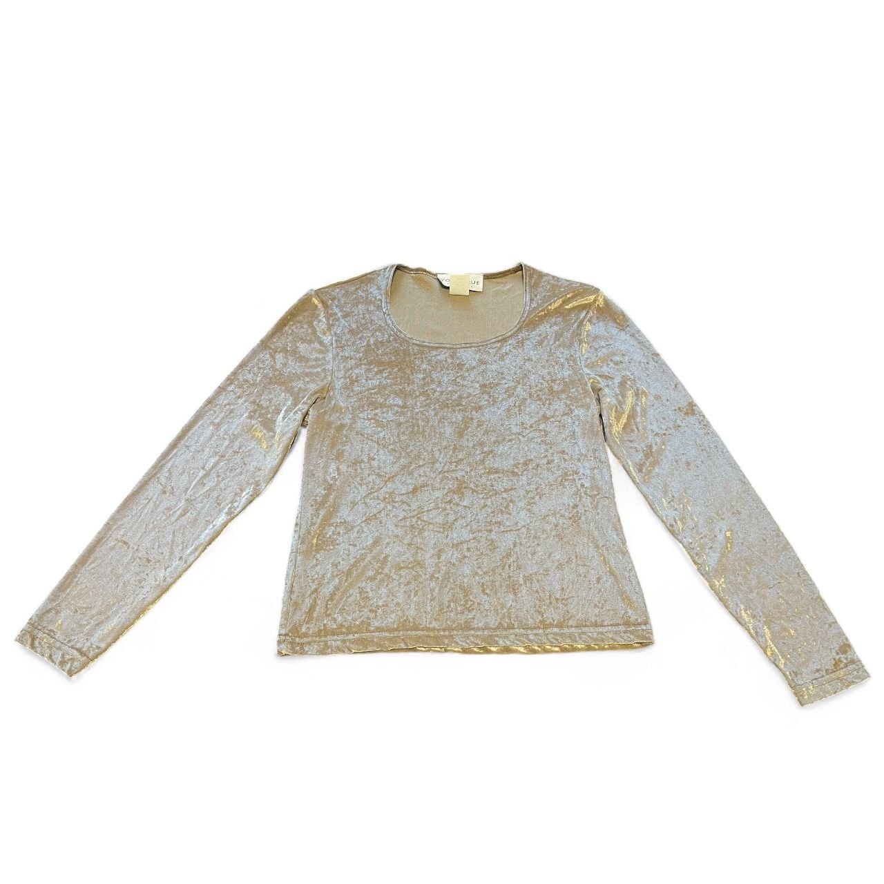 Vintage Y2K Silver Crushed Velour Long Sleeve Top 2