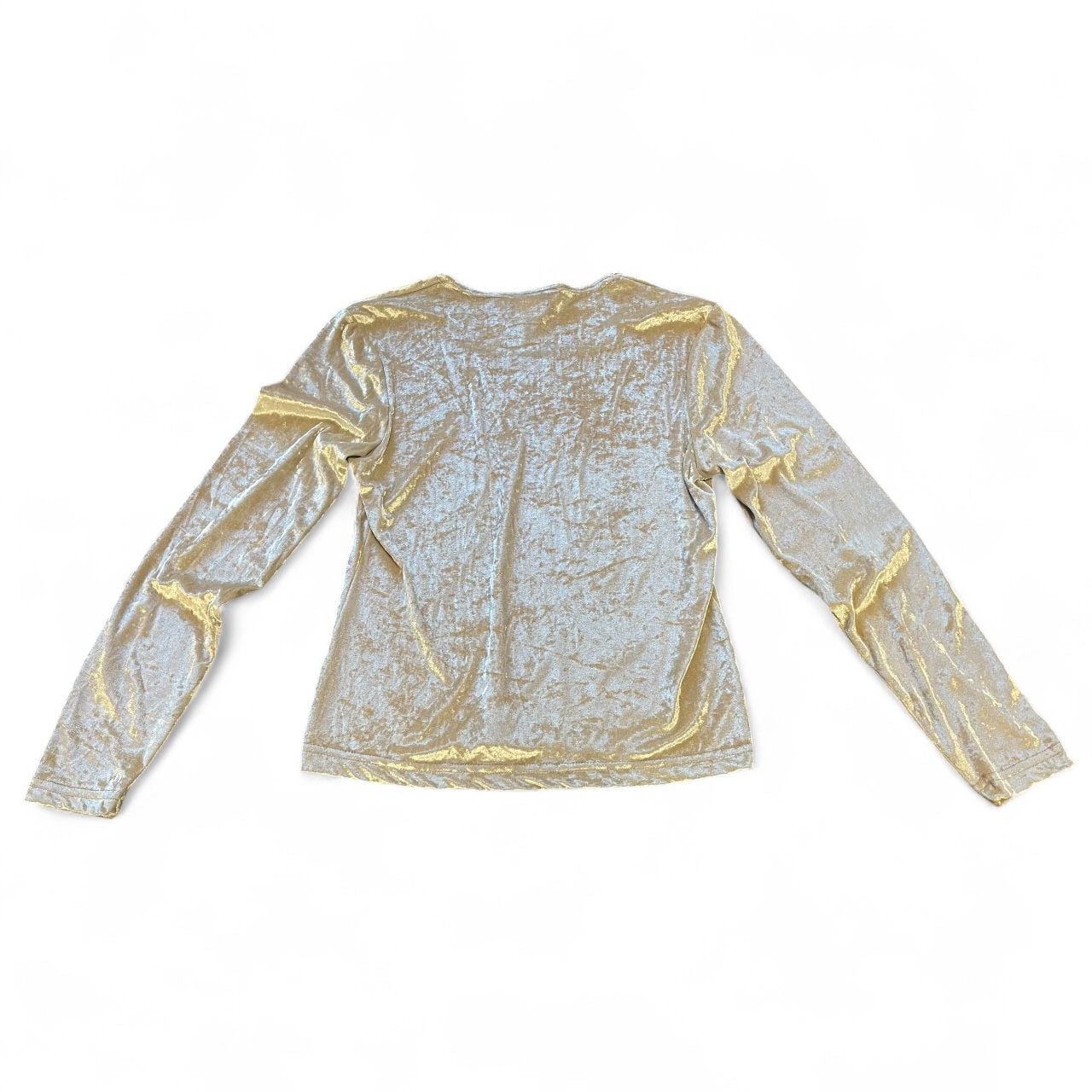 Vintage Y2K Silver Crushed Velour Long Sleeve Top 3