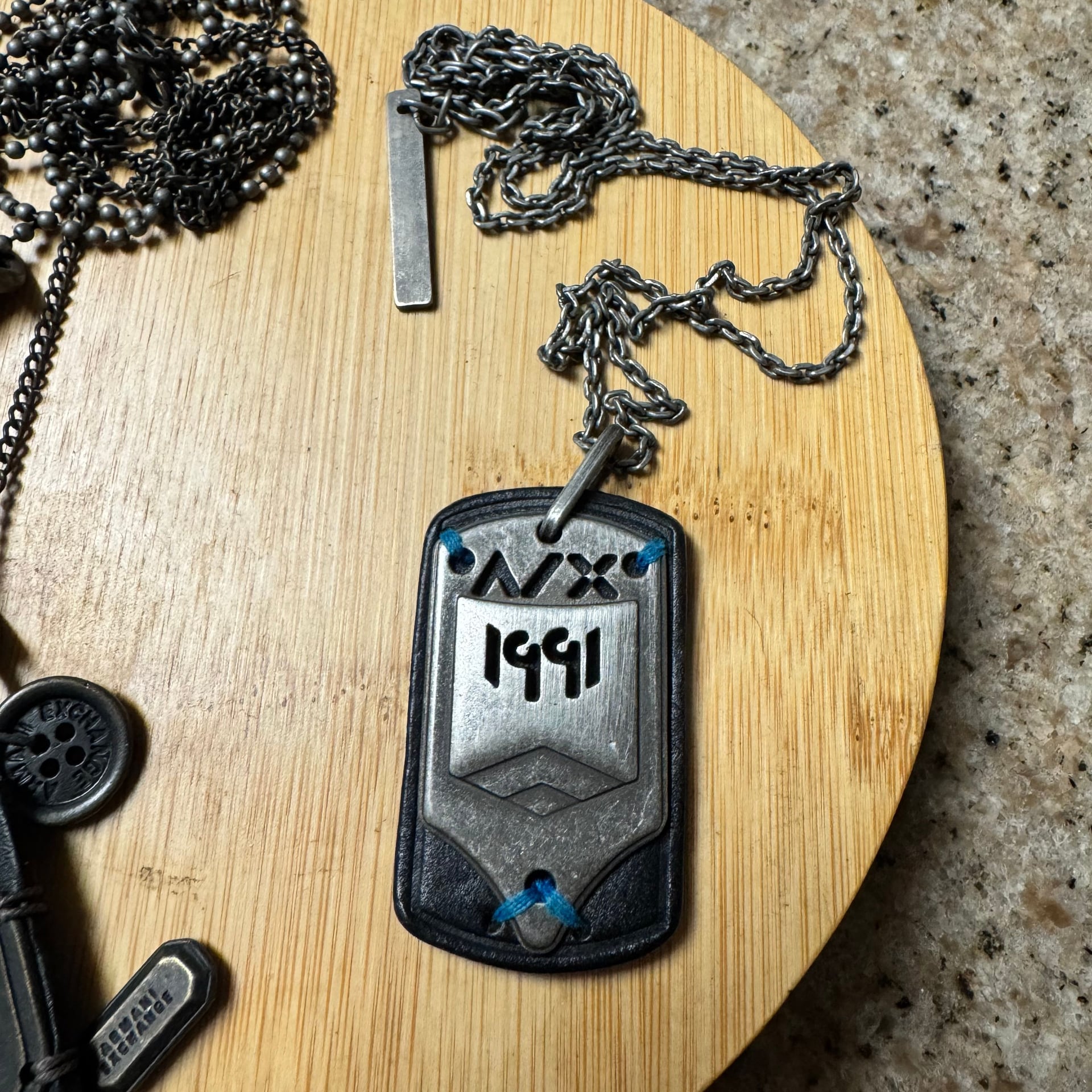 Armani Exchange 1991 Dog Tag with Chain Necklaces 2
