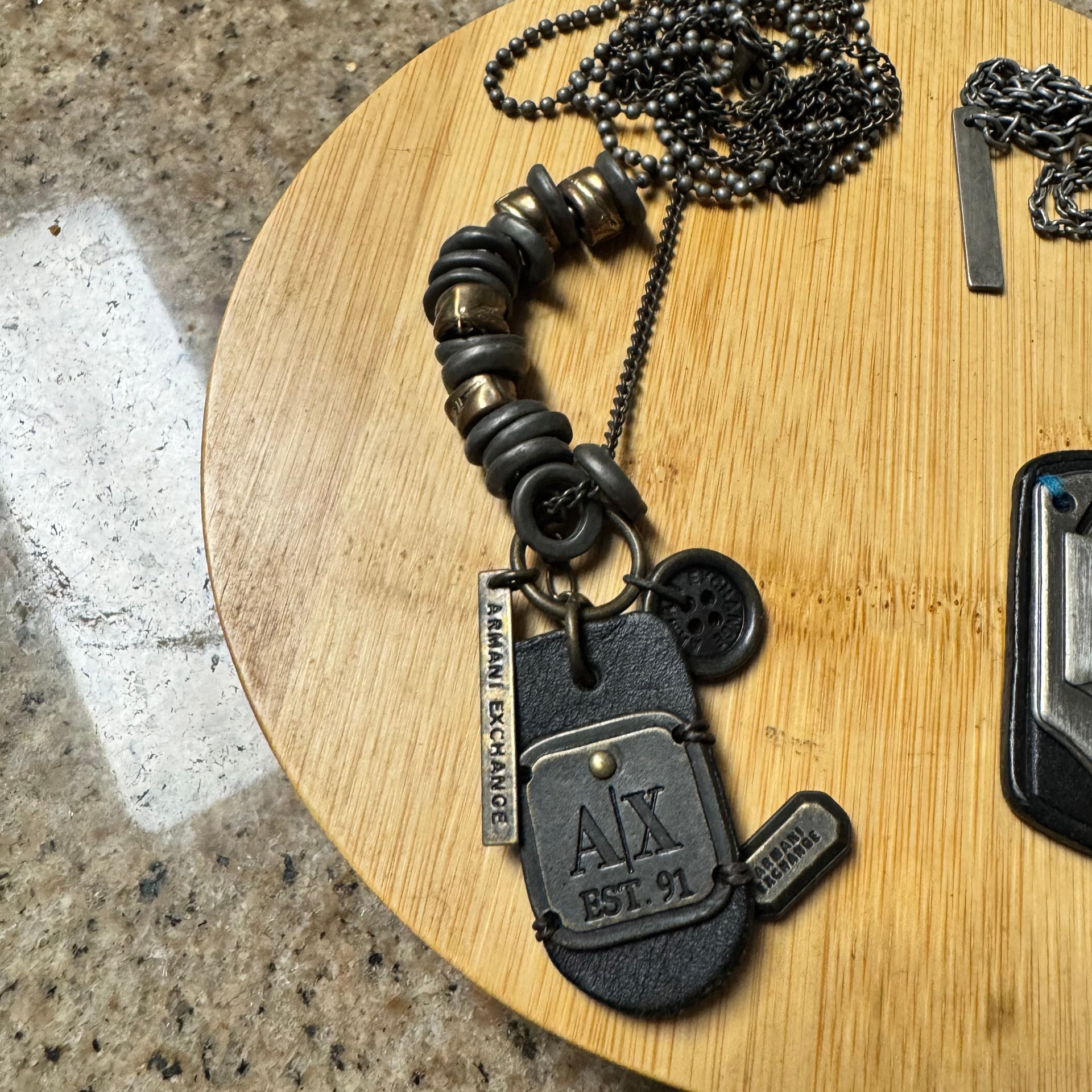 Armani Exchange 1991 Dog Tag with Chain Necklaces 3