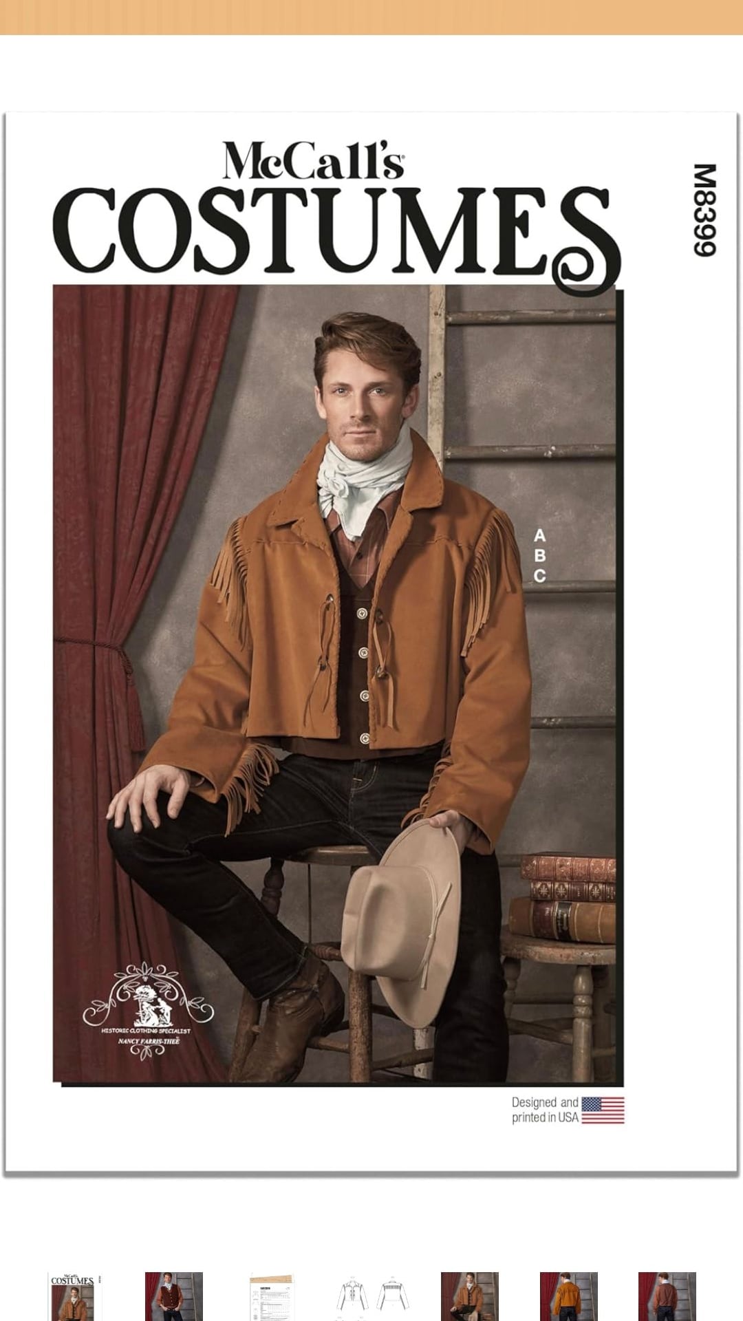 McCall's Men's Old West Costume Sewing Pattern Packet, Design Code M8399, Sizes 44-46-48-50-52 : Arts, Crafts & Sewing - 1