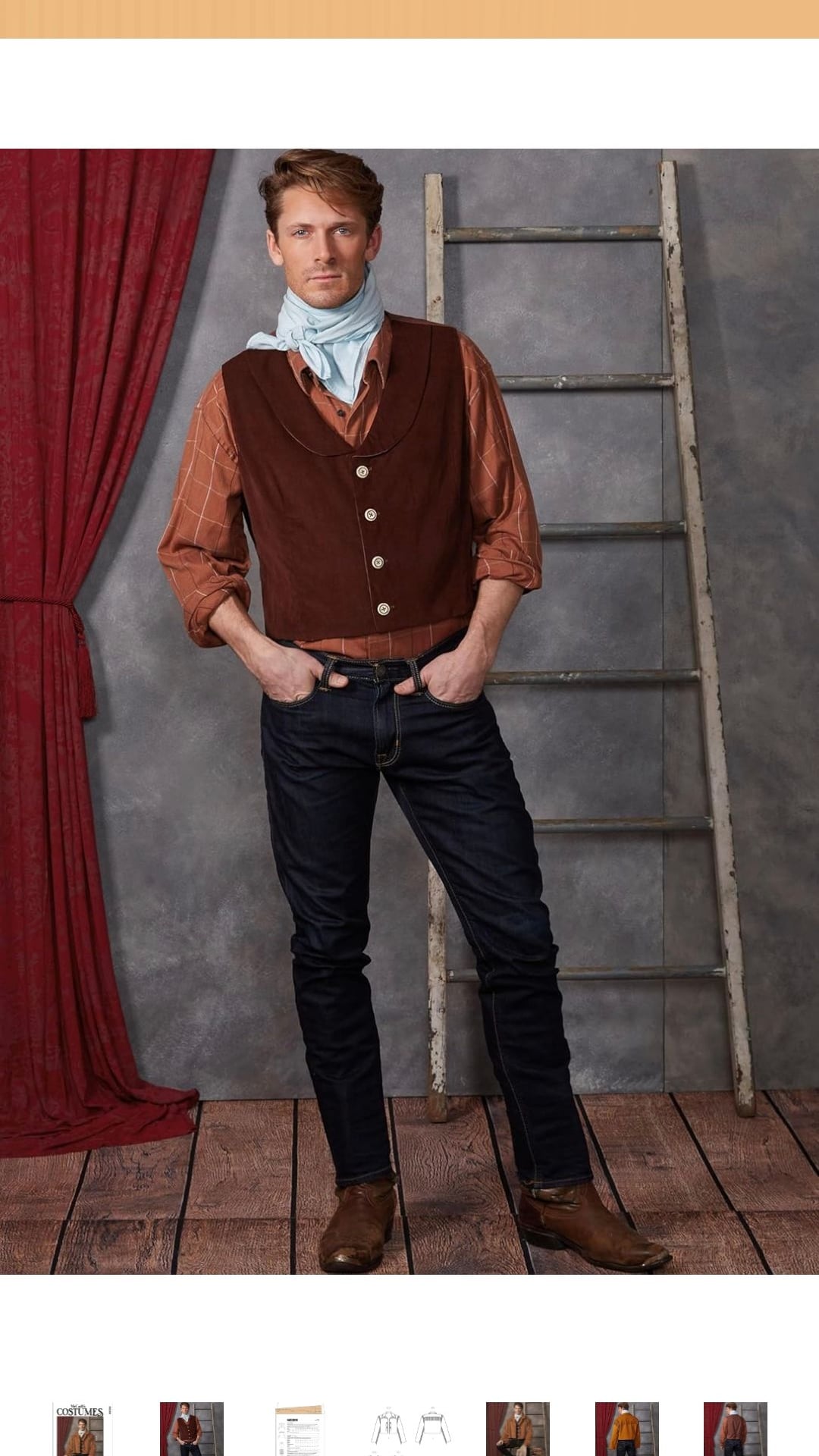 McCall's Men's Old West Costume Sewing Pattern Packet, Design Code M8399, Sizes 44-46-48-50-52 : Arts, Crafts & Sewing - 2