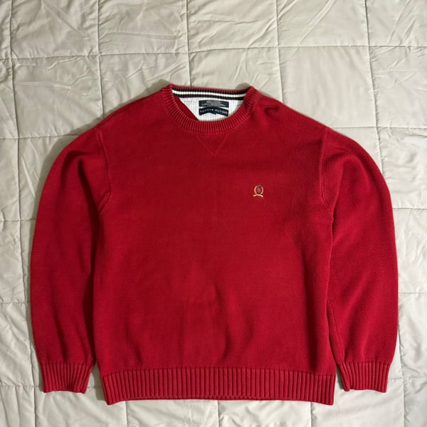 Vintage Tommy Hilfiger Red Crest Logo Crewneck Sweater