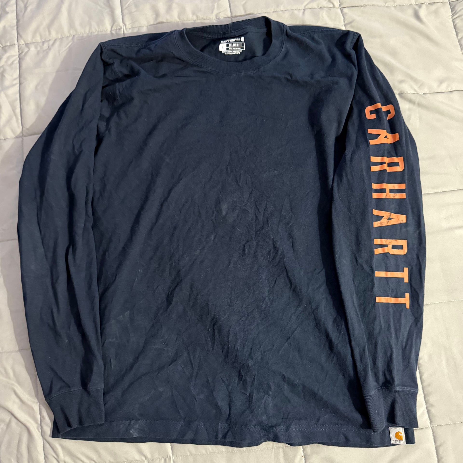🟠Carhartt Men's Orange Long Sleeve Graphic T-Shirt 4