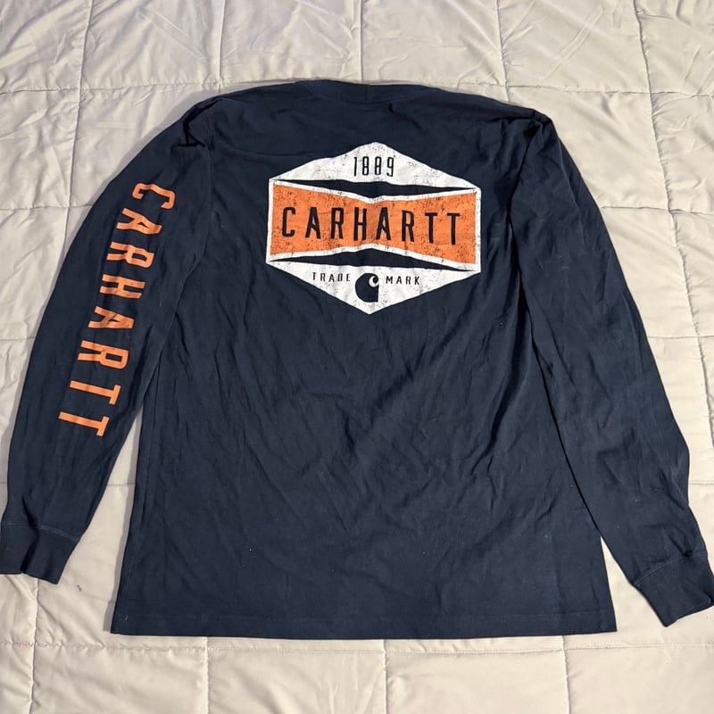 🟠Carhartt Men's Orange Long Sleeve Graphic T-Shirt 1