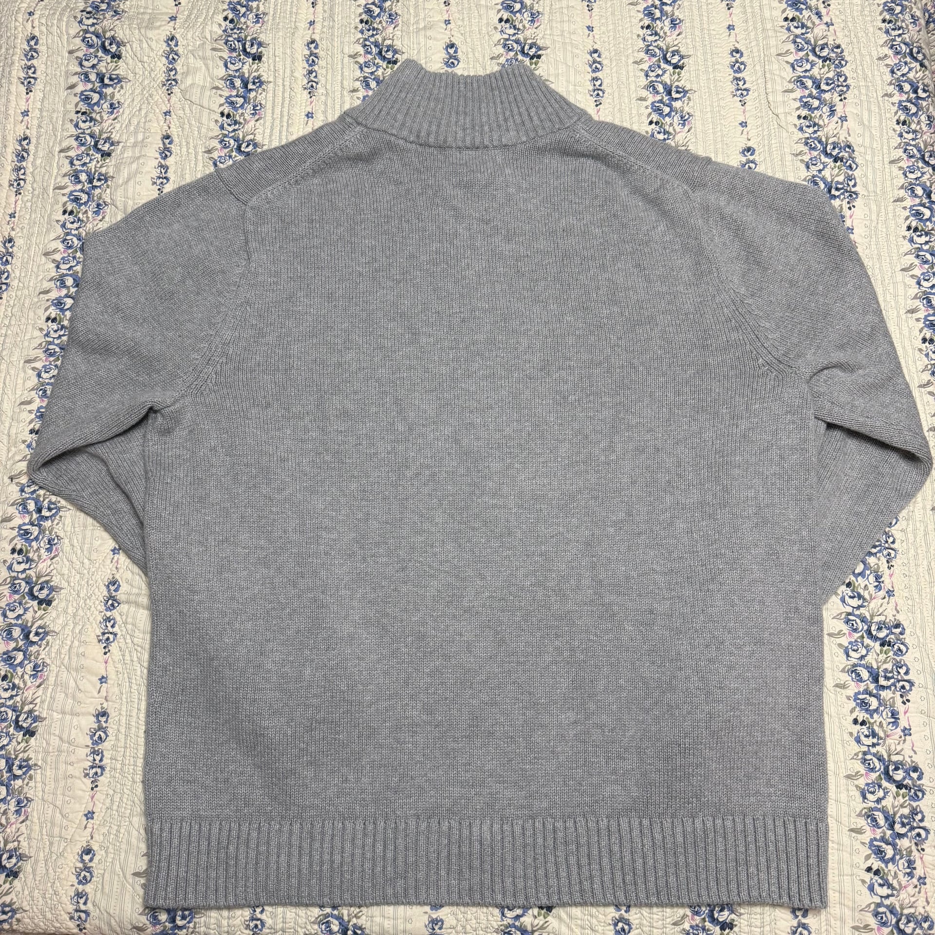 L.L. Bean Men's Gray Quarter-Zip Cotton Pullover Sweater 3