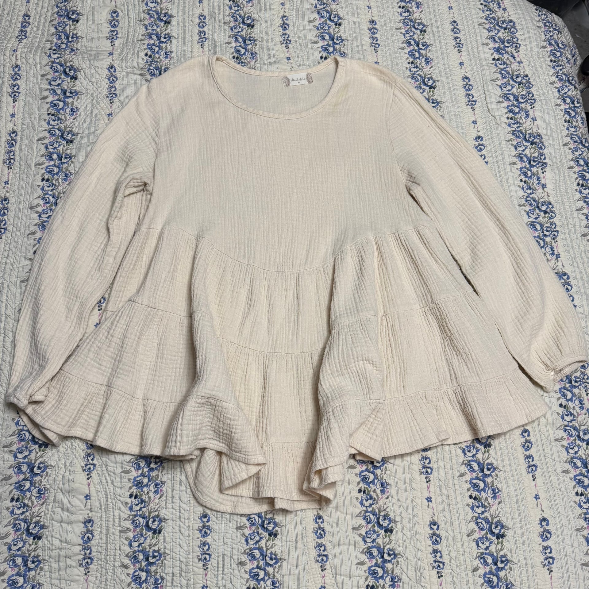 Altar'd State White Flowy Cropped Long Sleeve 1