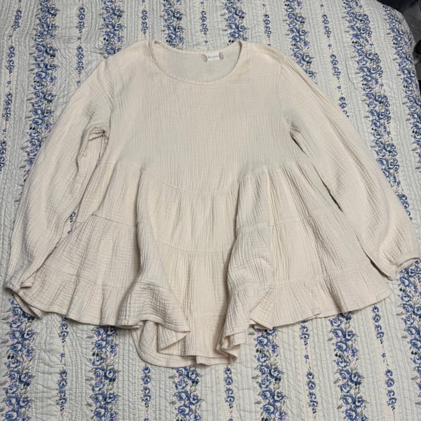 Altar'd State White Flowy Cropped Long Sleeve
