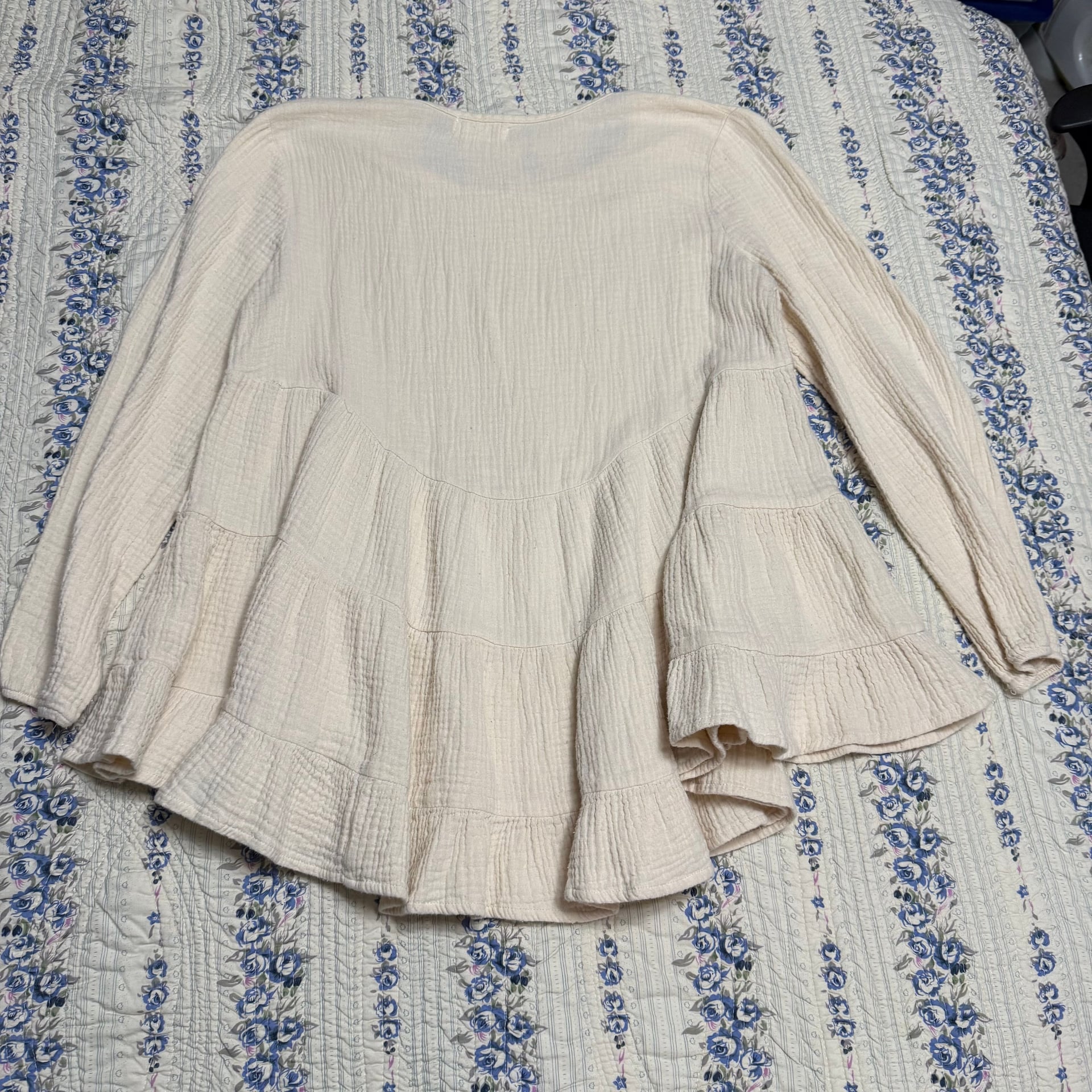 Altar'd State White Flowy Cropped Long Sleeve 4