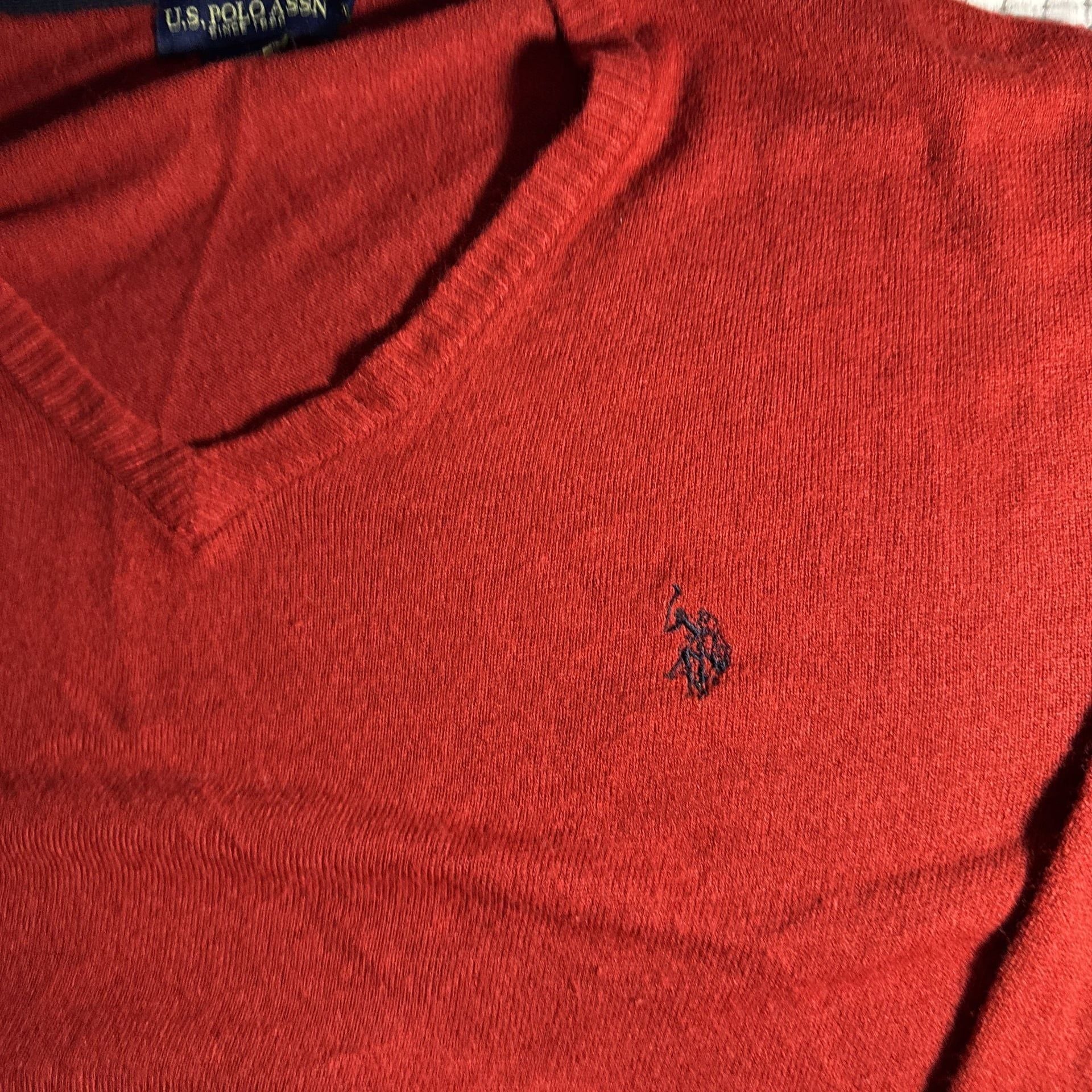 U.S. Polo Assn. Men's Red V-Neck Sweater with Embroidered Logo, Size S 3