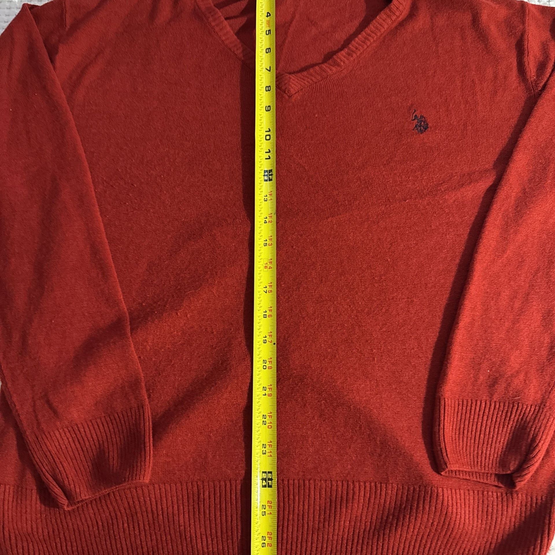 U.S. Polo Assn. Men's Red V-Neck Sweater with Embroidered Logo, Size S 5