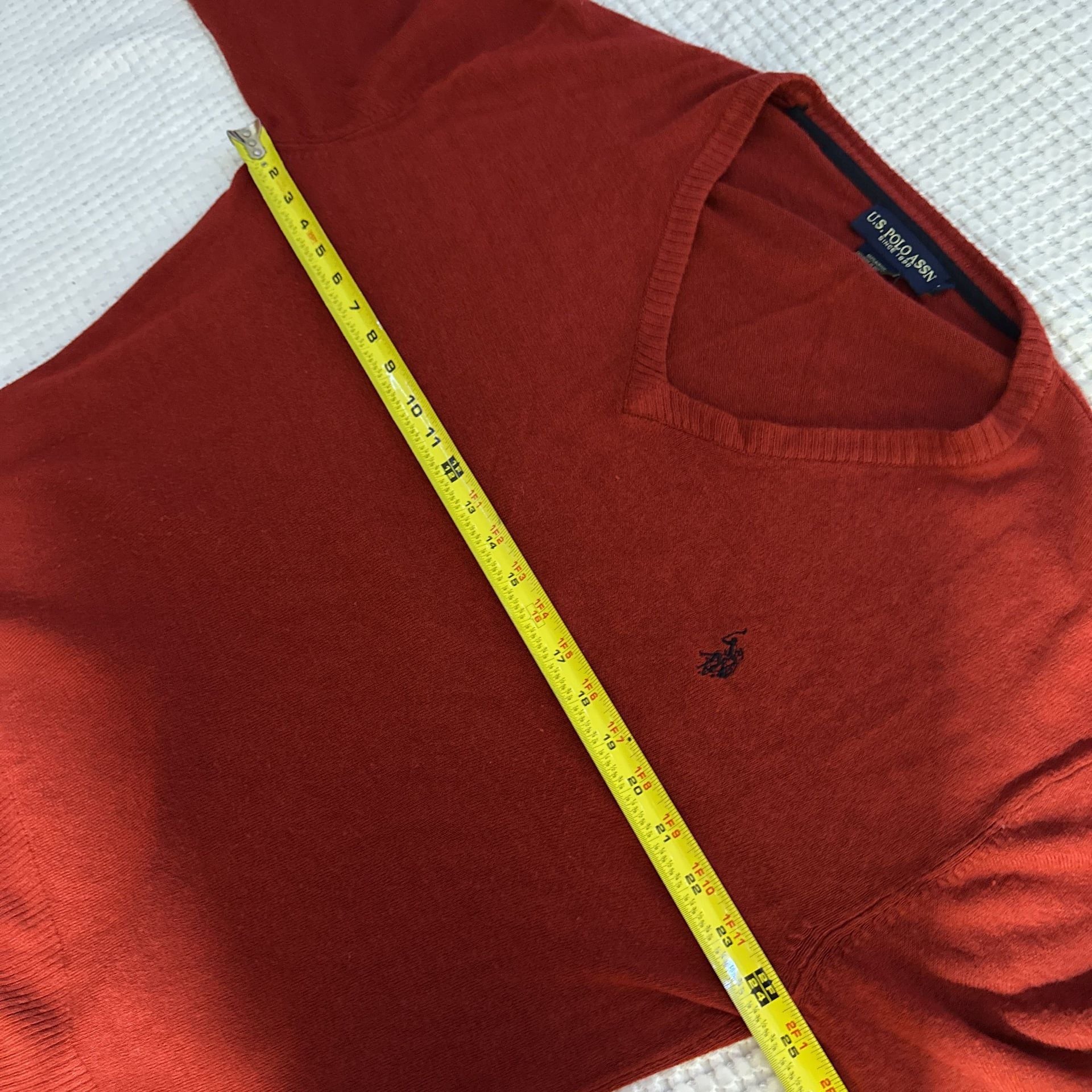 U.S. Polo Assn. Men's Red V-Neck Sweater with Embroidered Logo, Size S 6