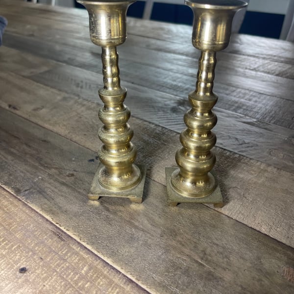 Vintage Brass Candlestick Holder Set