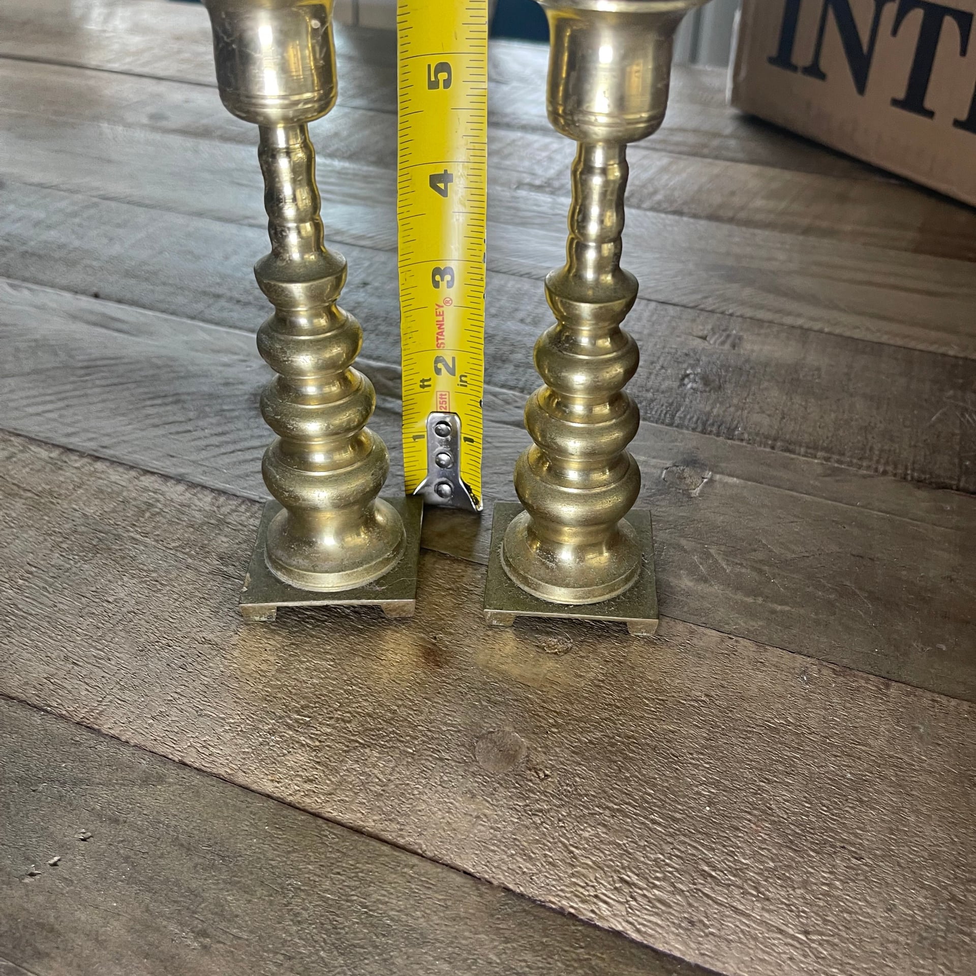 Vintage Brass Candlestick Holder Set 2