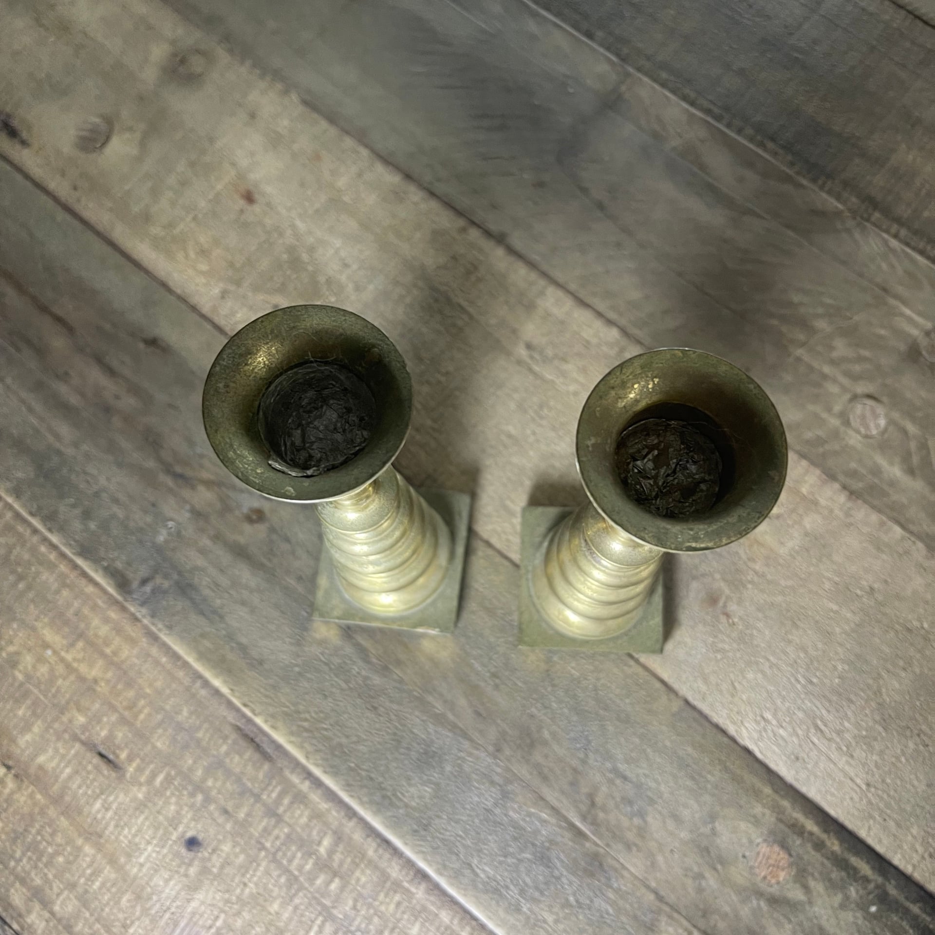 Vintage Brass Candlestick Holder Set 4