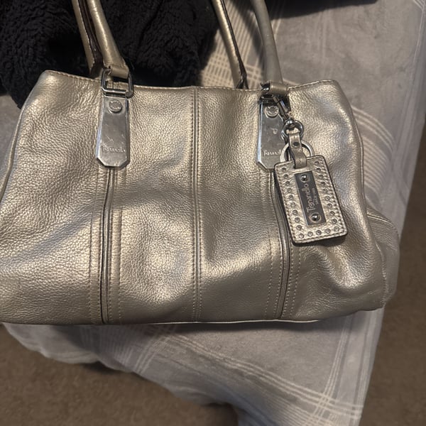 Leather Tignanello Silver Pebble Shoulder Bag