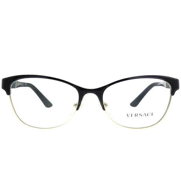 Versace VE1233Q 1366 Black Pale Gold Metal Cat-eye Eyeglasses 53mm