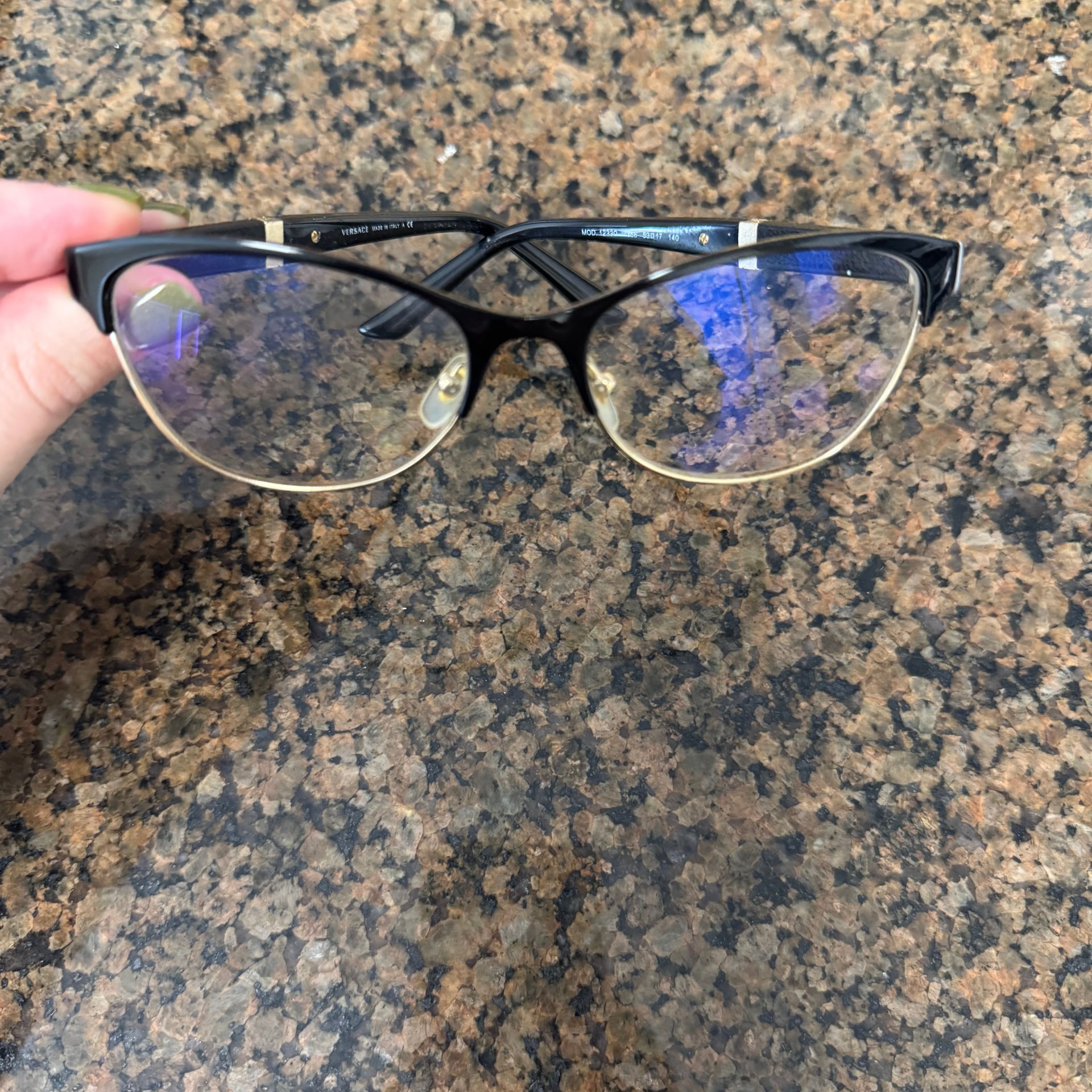 Versace VE1233Q 1366 Black Pale Gold Metal Cat-eye Eyeglasses 53mm 2