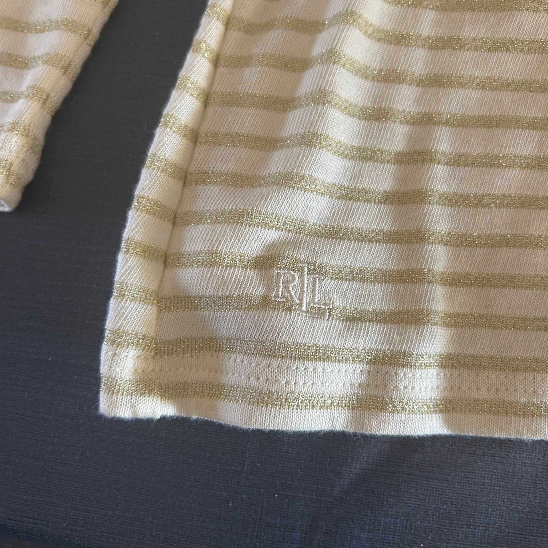 Ralph Lauren Metallic Striped Jersey Top Beige and Gold Size 2X NWT 3