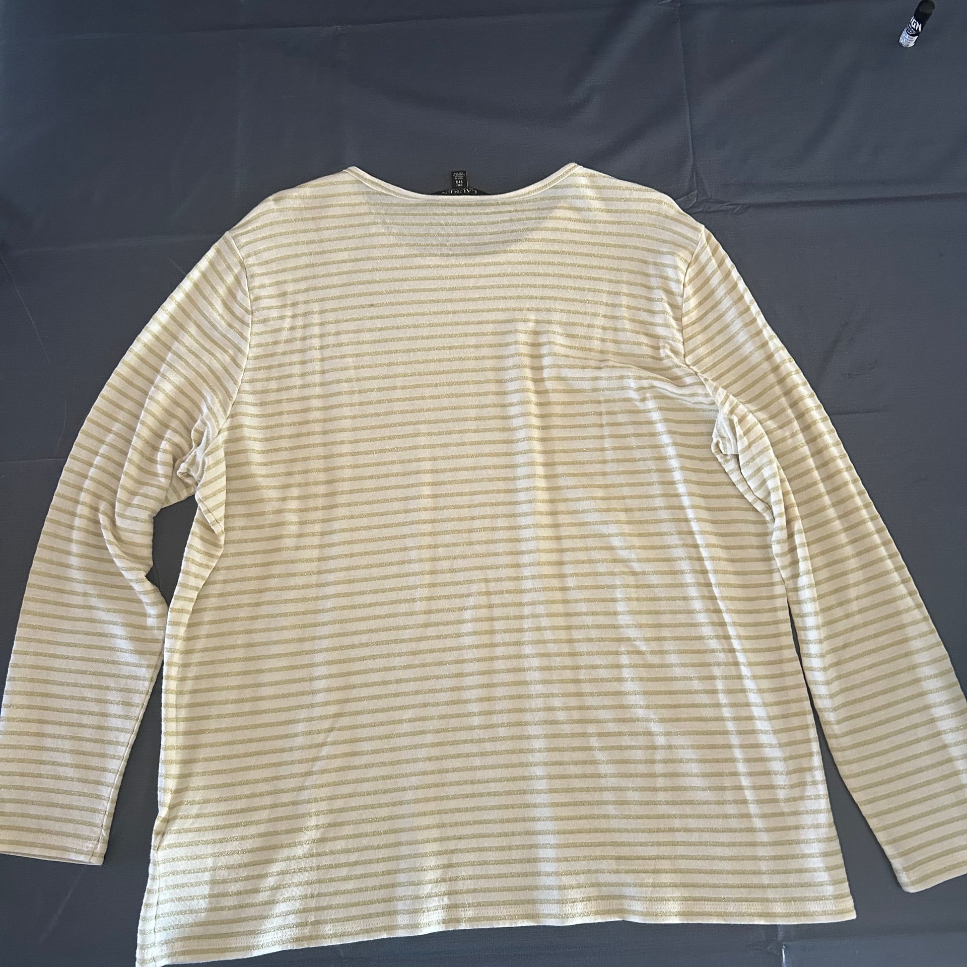 Ralph Lauren Metallic Striped Jersey Top Beige and Gold Size 2X NWT 4