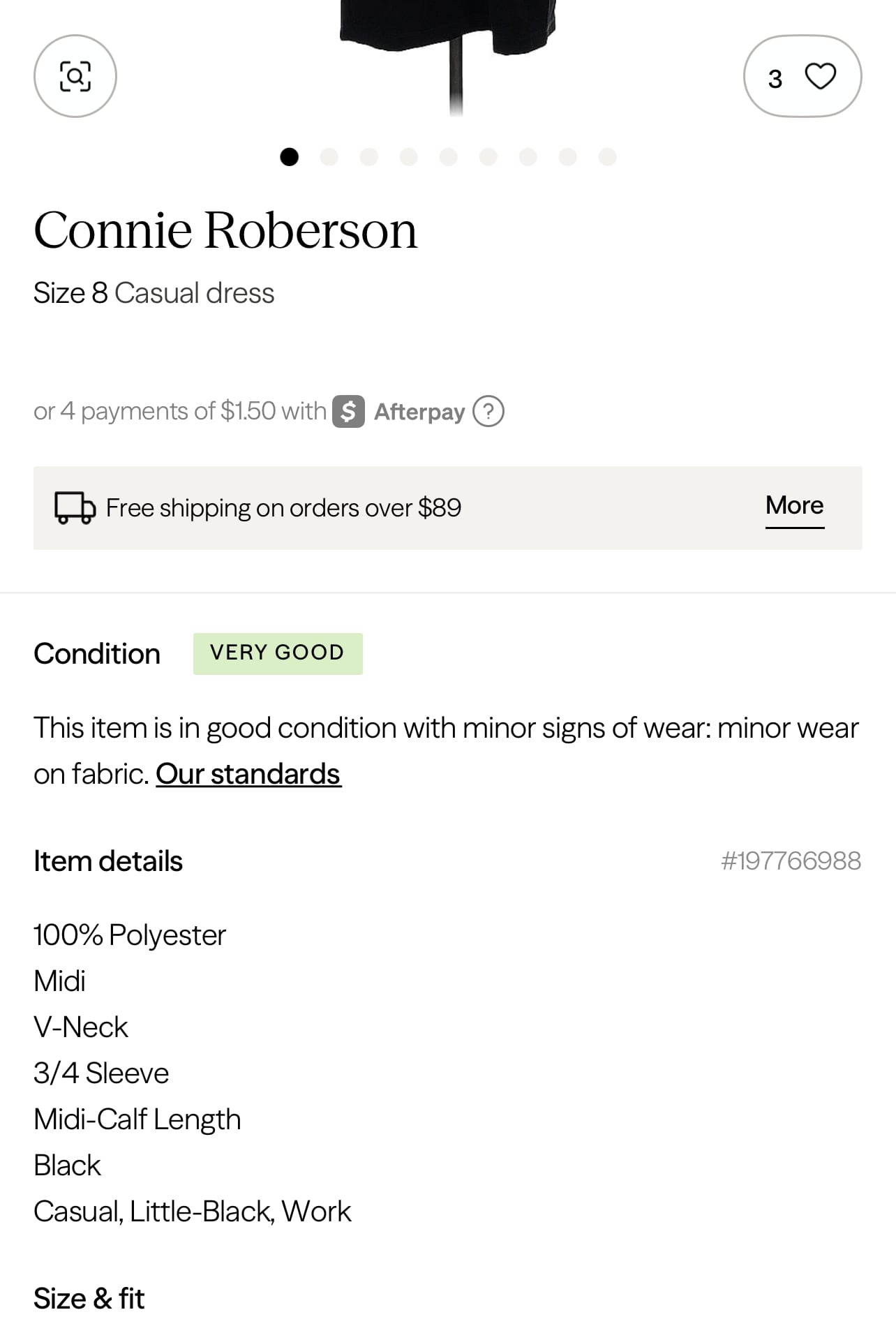 Connie Roberson Black Asymmetrical Midi V-Neck Dress 8 9