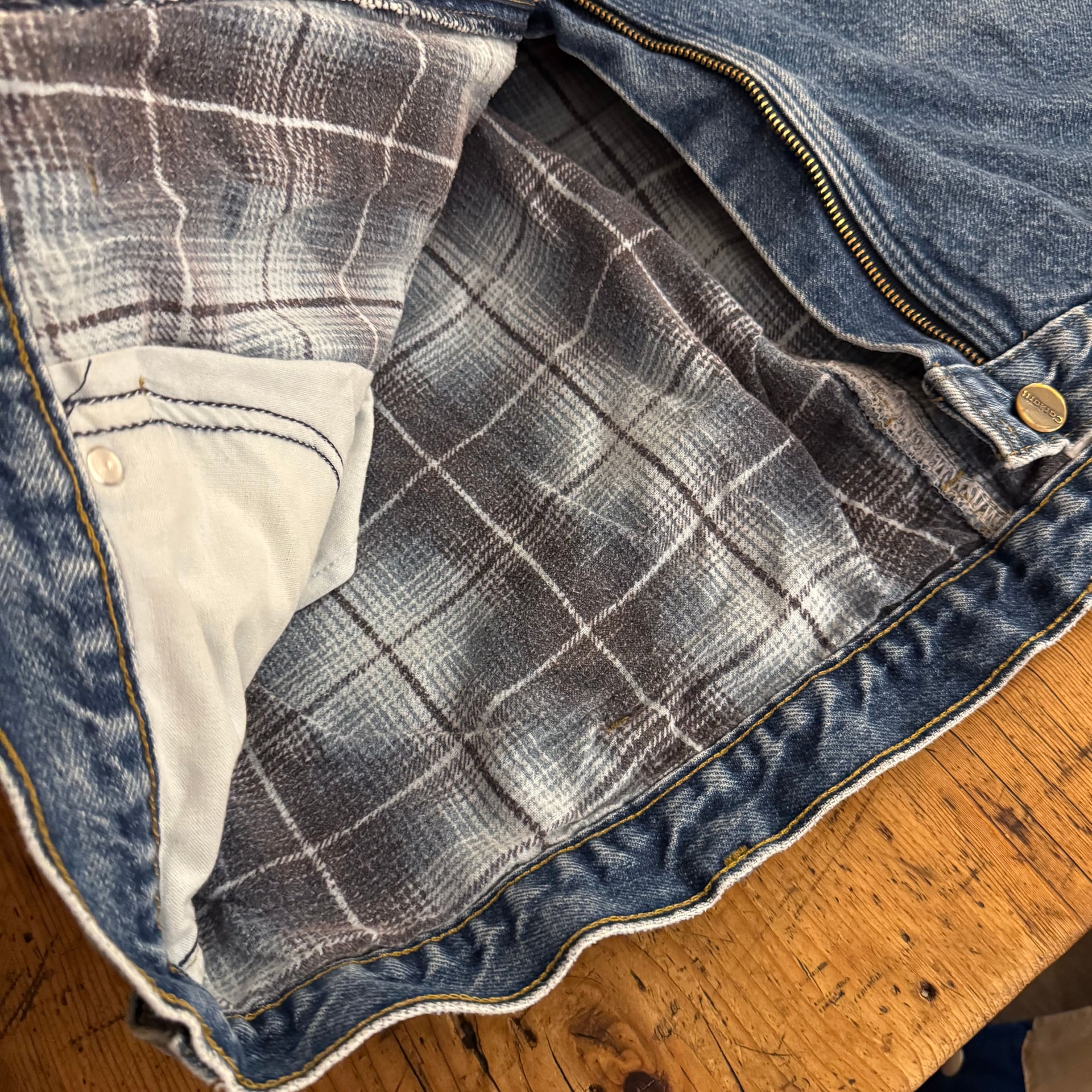 Vintage Carhartt Blanket Lined Jeans- Blue Denim 44x32 2
