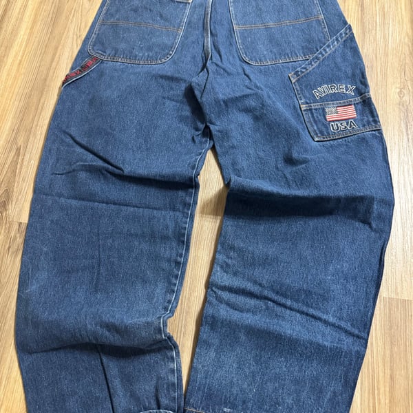 Avirex jeans 38” 90s carpenter jeans embroidered 