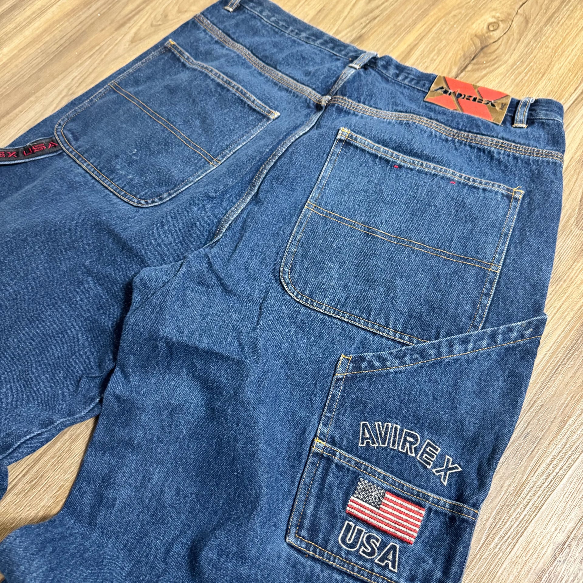 Avirex jeans 38” 90s carpenter jeans embroidered 2