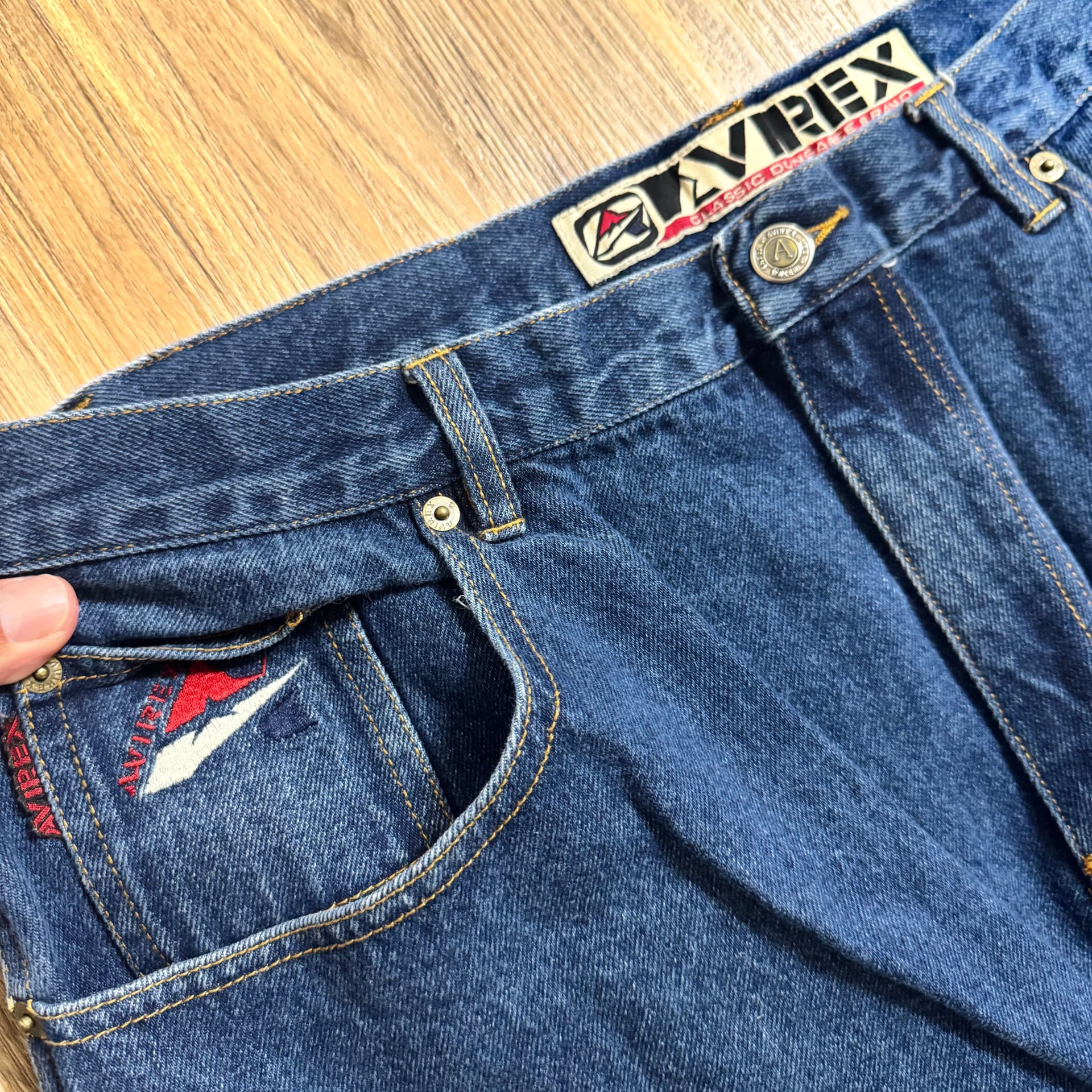 Avirex jeans 38” 90s carpenter jeans embroidered 6