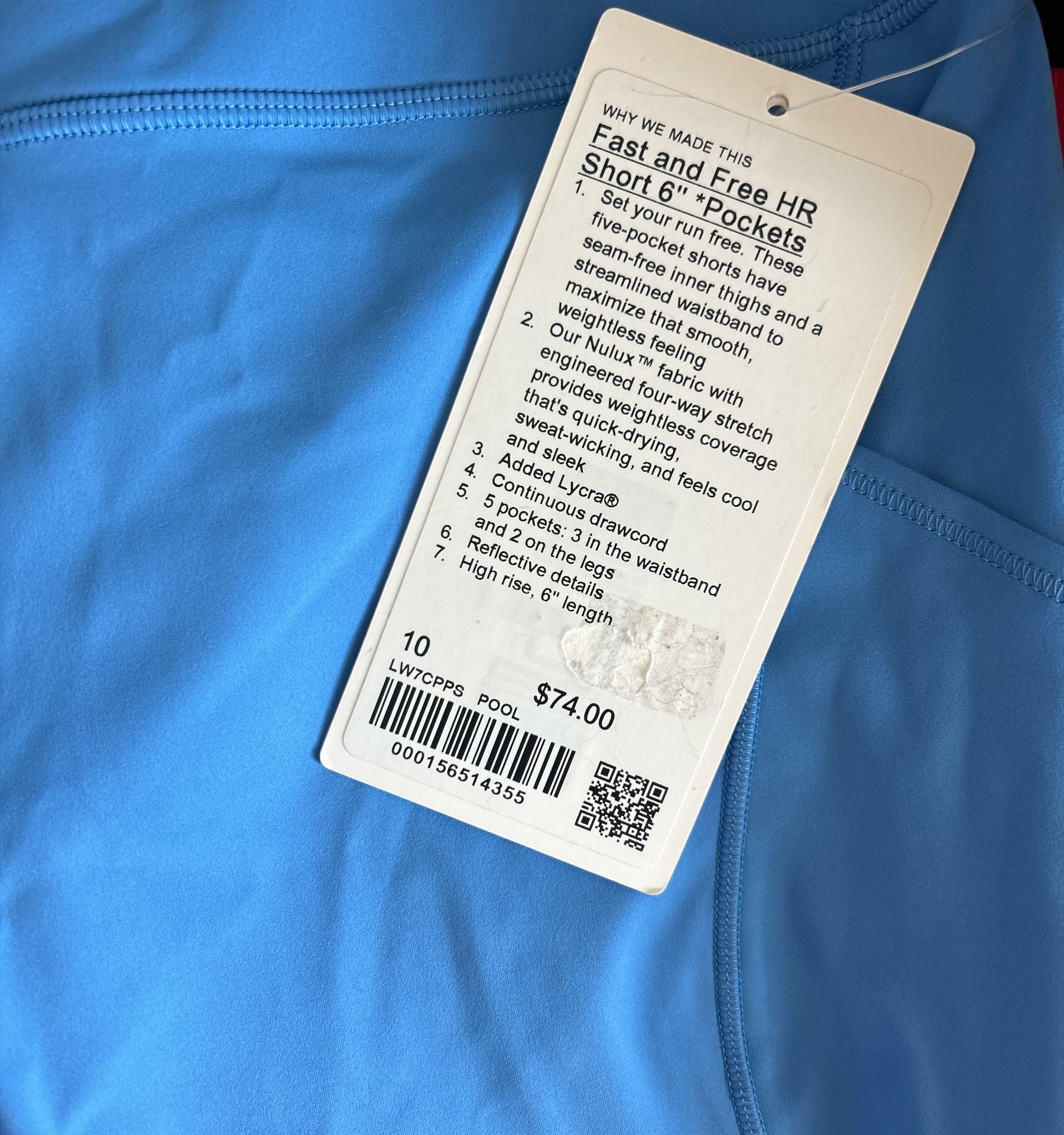Lululemon fast and free shorts, pool party blue size 10 NWT 4