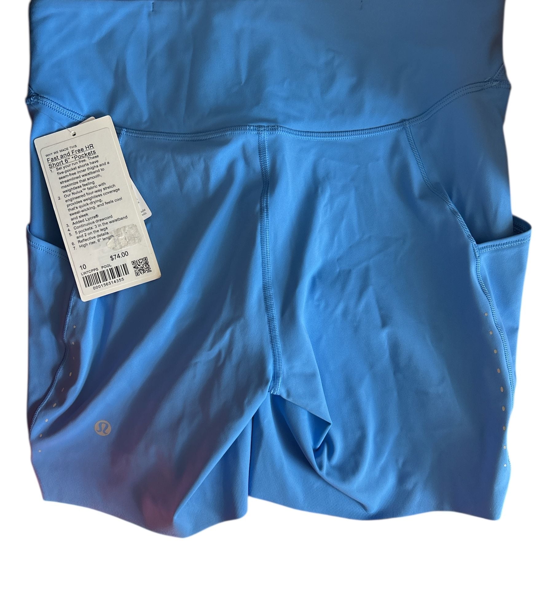 Lululemon fast and free shorts, pool party blue size 10 NWT 5