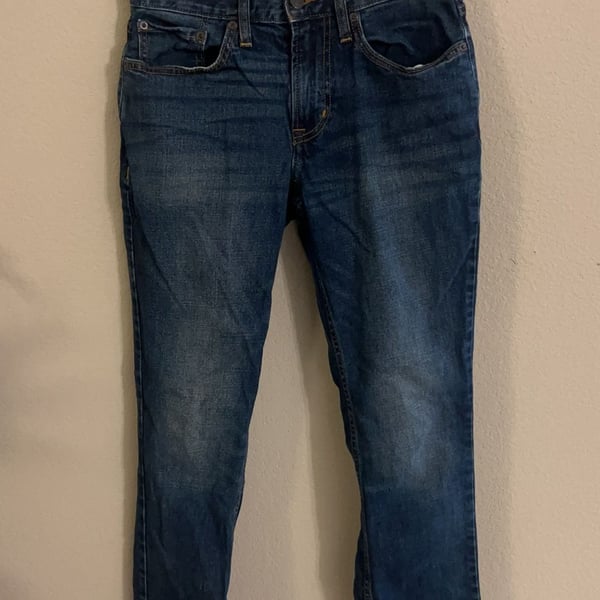 Old Navy Men's Mid Rise Straight Leg Dark Wash Blue Denim Jeans 28x30