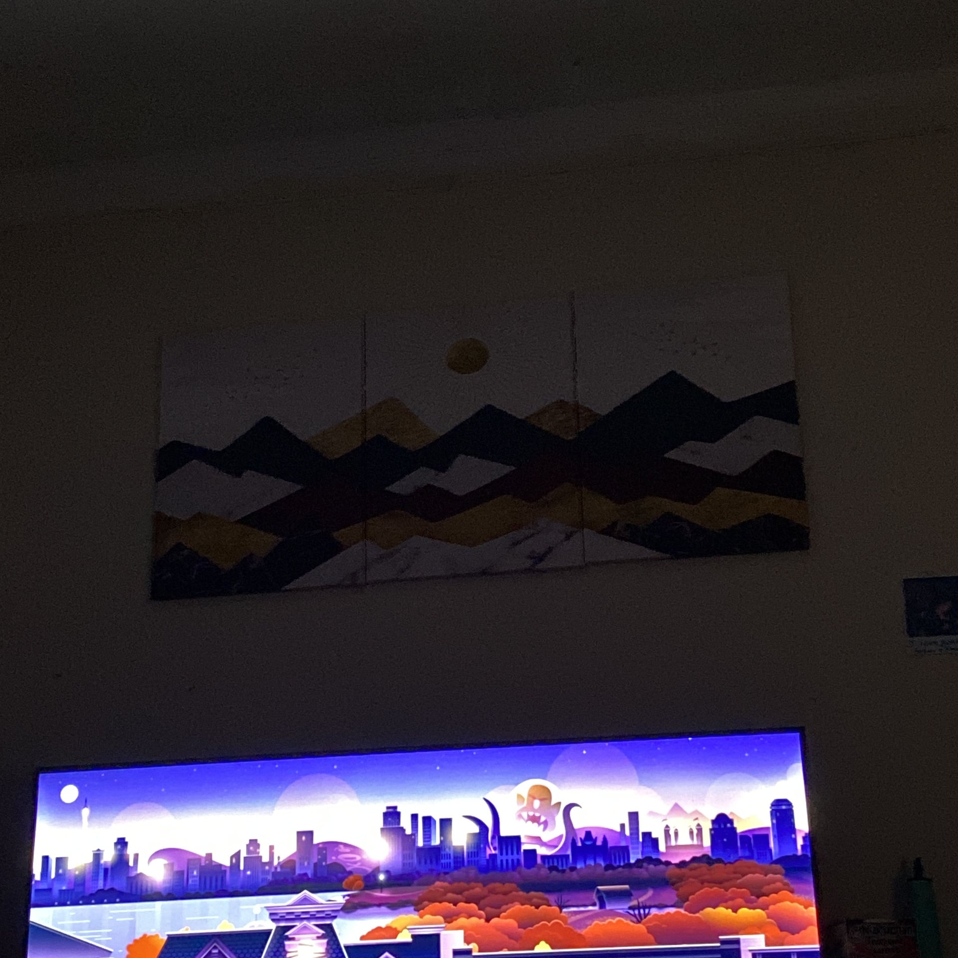 TUMOVO Abstract Canvas Wall Art for Living Room Geometric Mountain Painting Prints on Canvas Vintage Artwork Nature Patterns Illustrations Framed Ready to Hang Office Home Decorations, 12" Wx18 H 1