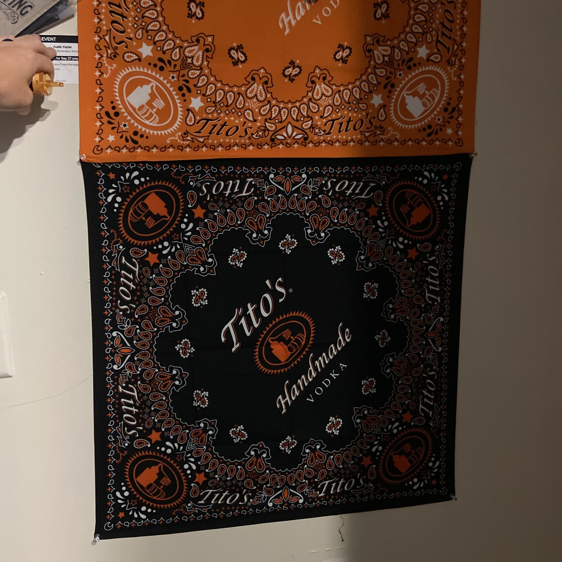 Tito's Handmade Vodka Black and Orange Paisley Bandana 1