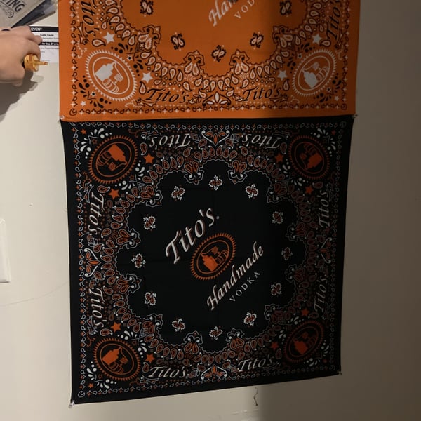 Tito's Handmade Vodka Black and Orange Paisley Bandana