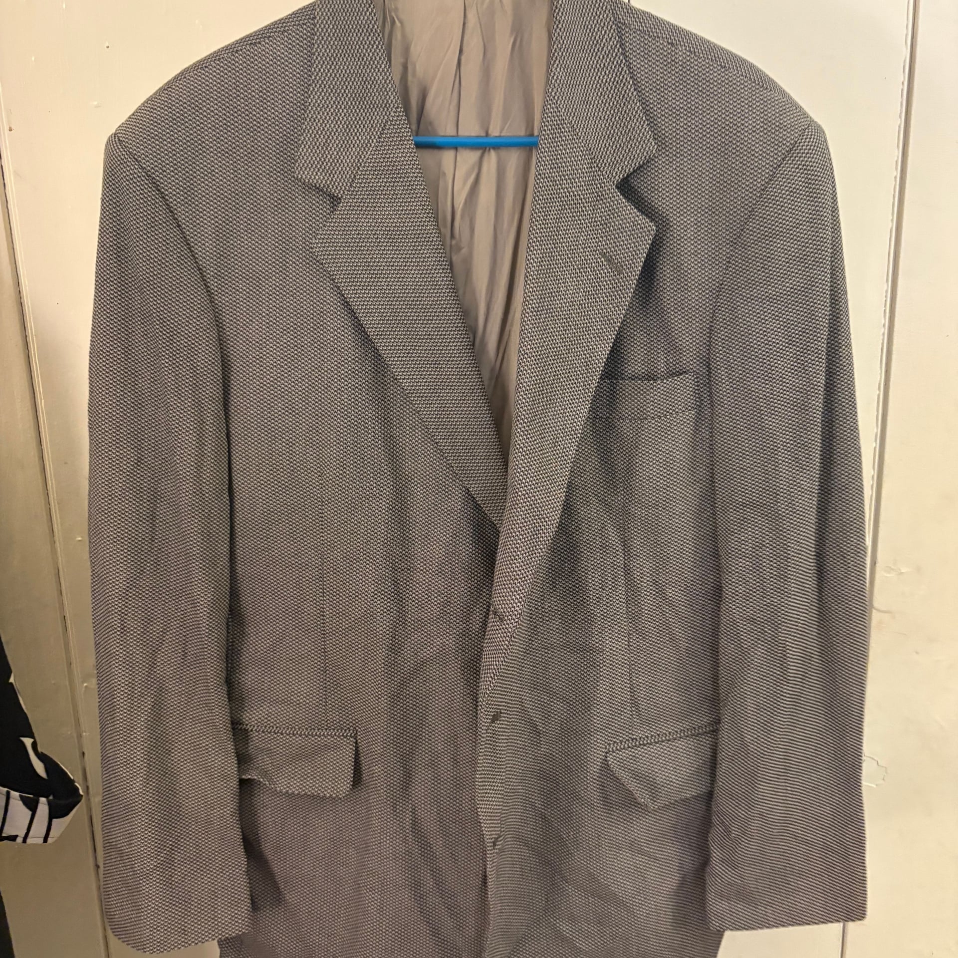 Men's Classic Textured Grey Blazer Business Jacket Size Large 1