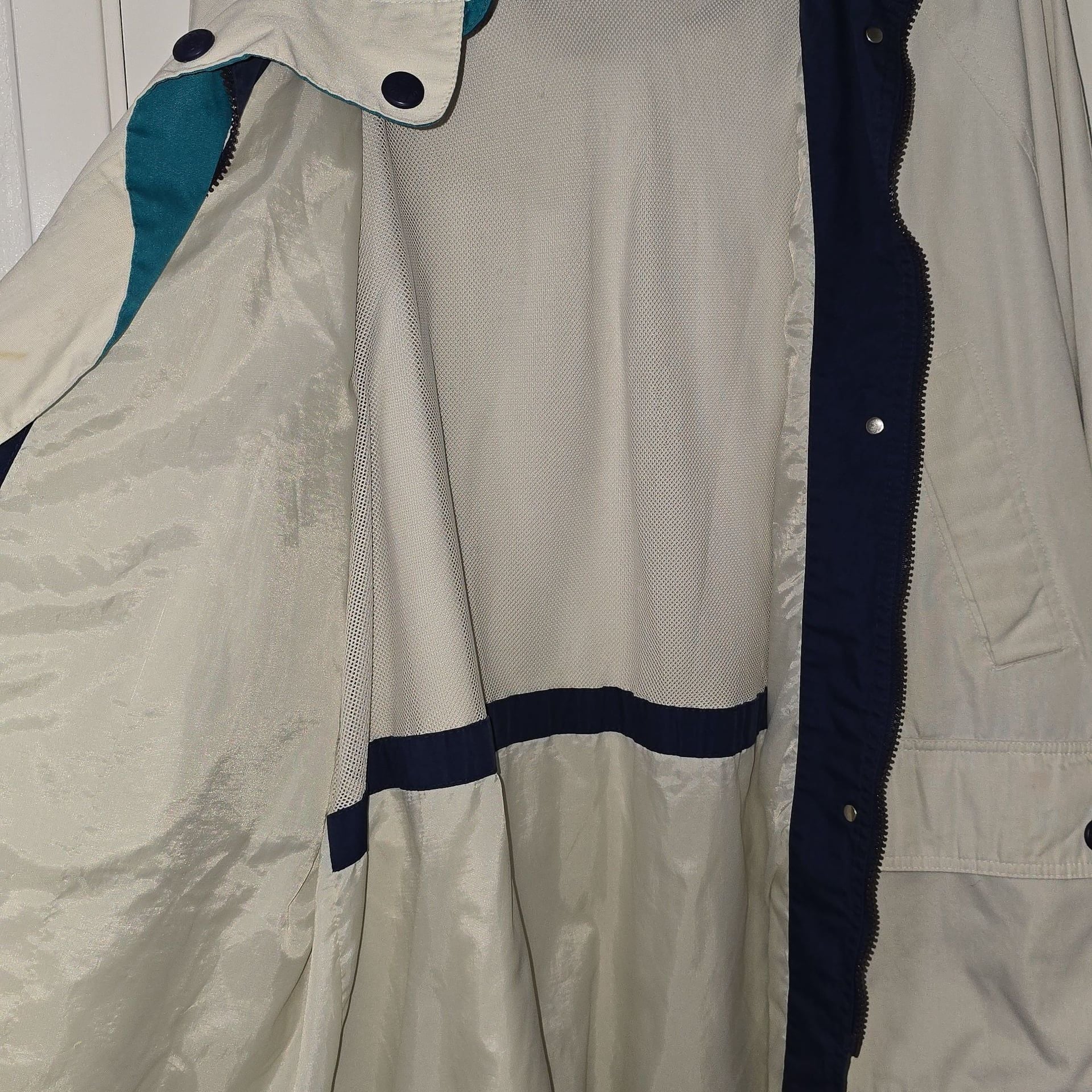 Vintage Pacific Trail Rain Jacket Blue Off-White with Hood 7