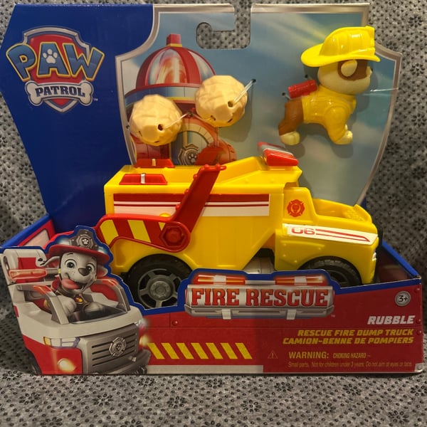 Paw Patrol Fire Rescue Rubble Rescue Fire Dump Truck Vehicle Figure