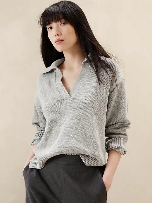 Banana Republic Textured Johnny-Collar Sweater 1