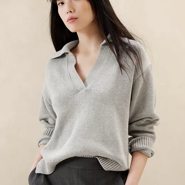 Banana Republic Textured Johnny-Collar Sweater