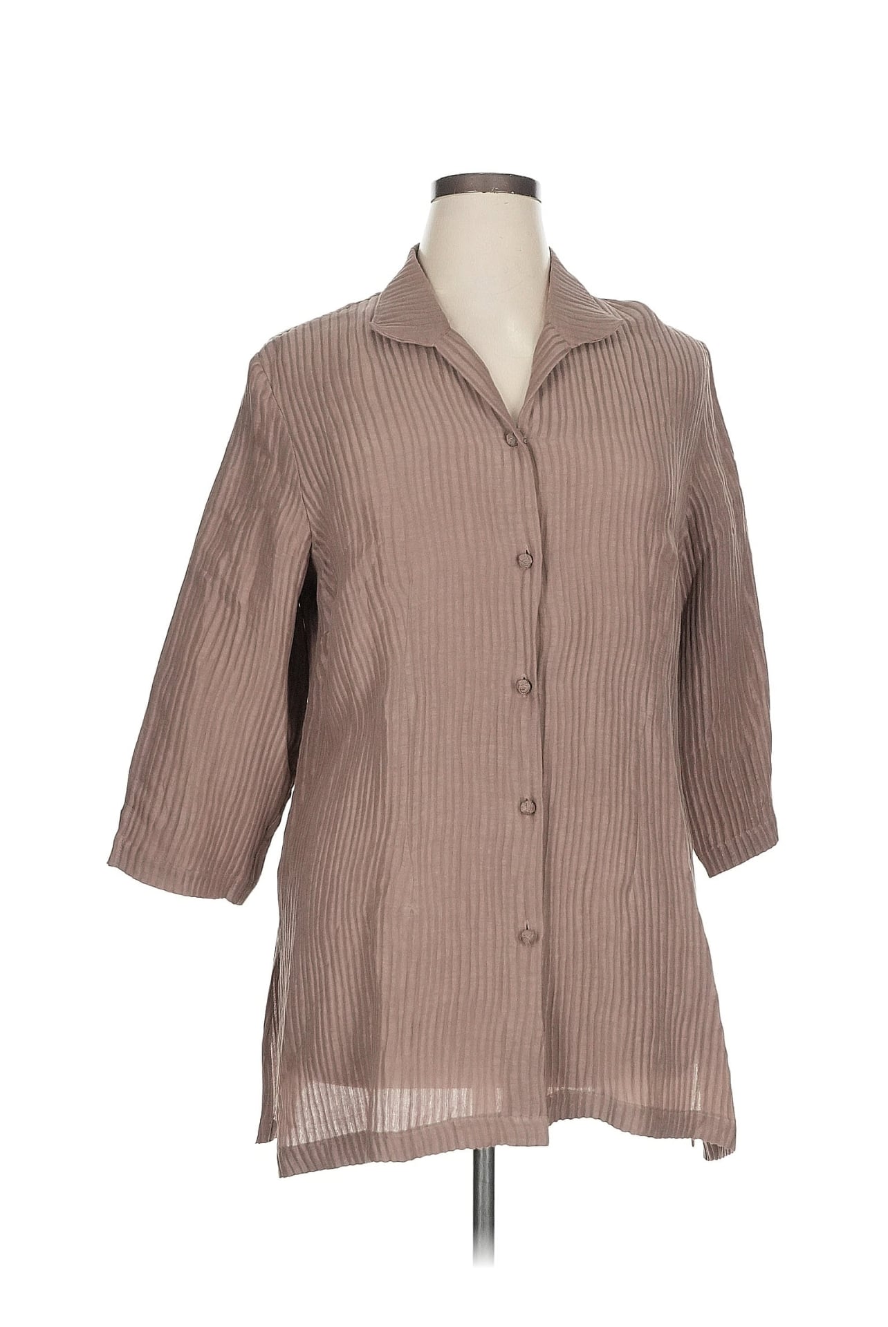 Connie Roberson Brown Stripe Tunic Jacket 100% Silk XL 2